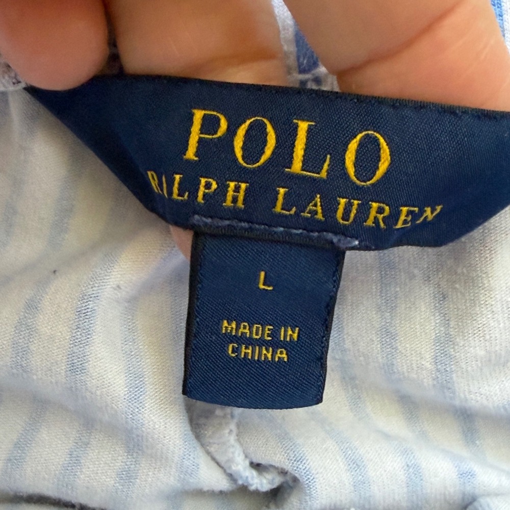 Ralph Lauren Polo Bear Pajama Pants Womens Sz L Blue Stripe Lounge Sleep Preppy - Picture 5 of 13